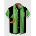 Coconut Tree Printing Black and LightGreen Stitching Men's Short Sleeve Shirt